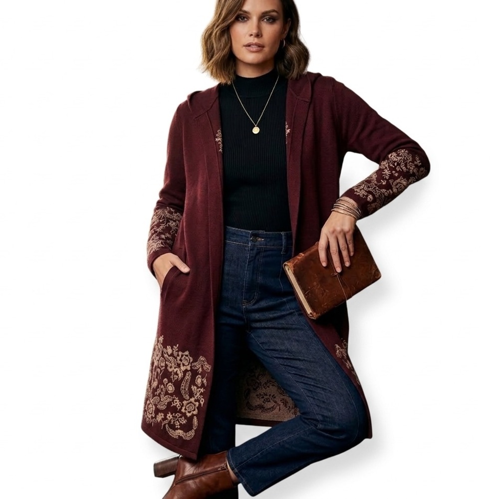 NWT Vertigo burgundy cardigan